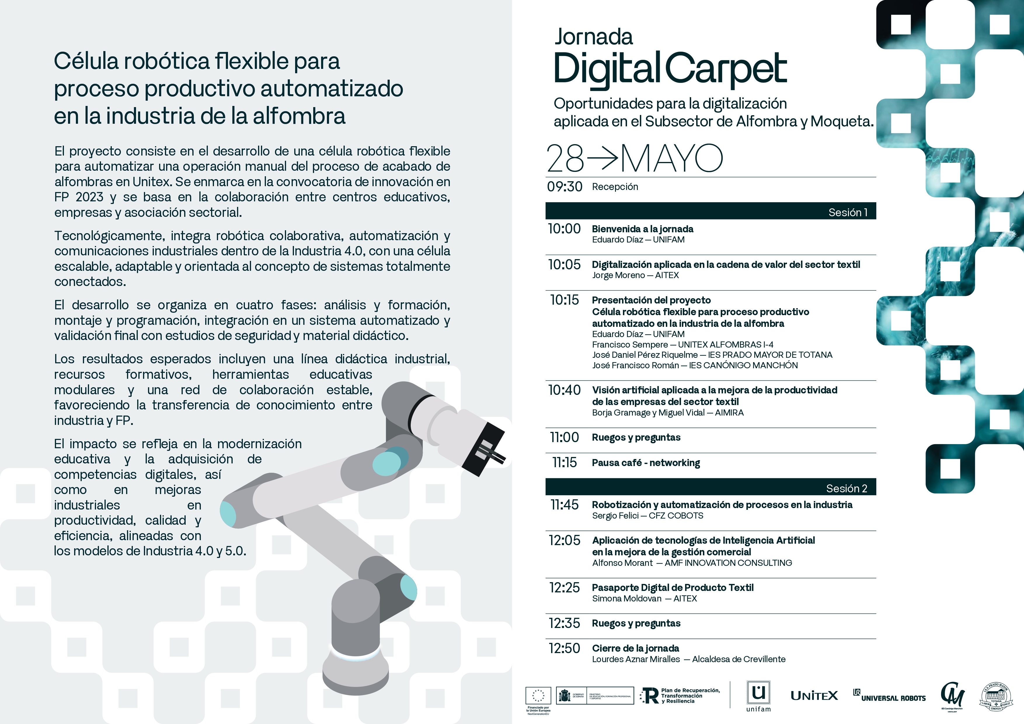 Programa de la Jornada DigitalCarpet del 28 de mayo de 2026